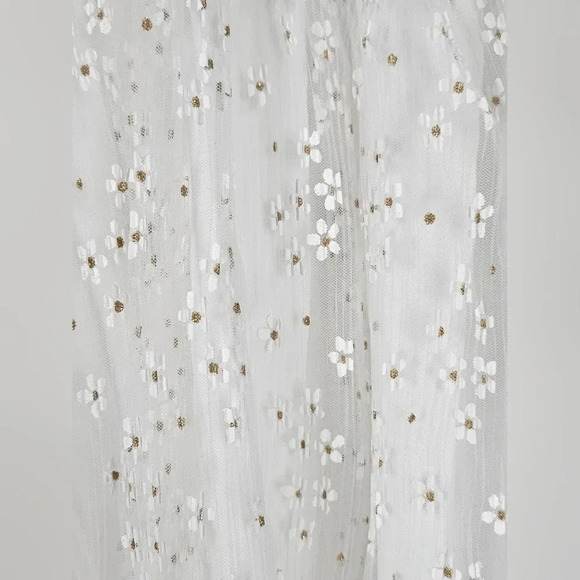Lulu's Ailey plunge white daisy mini dress with twisted racerback glitter NWT - Picture 6 of 8
